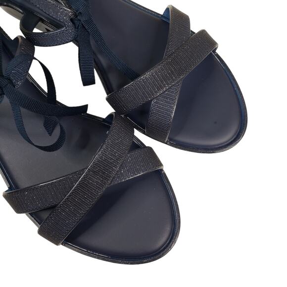 Melissa x Jason Wu Womens 9 Ophelia Low Sandal in Dark Blue Glitter NEW - Picture 8 of 12